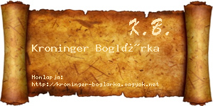 Kroninger Boglárka névjegykártya